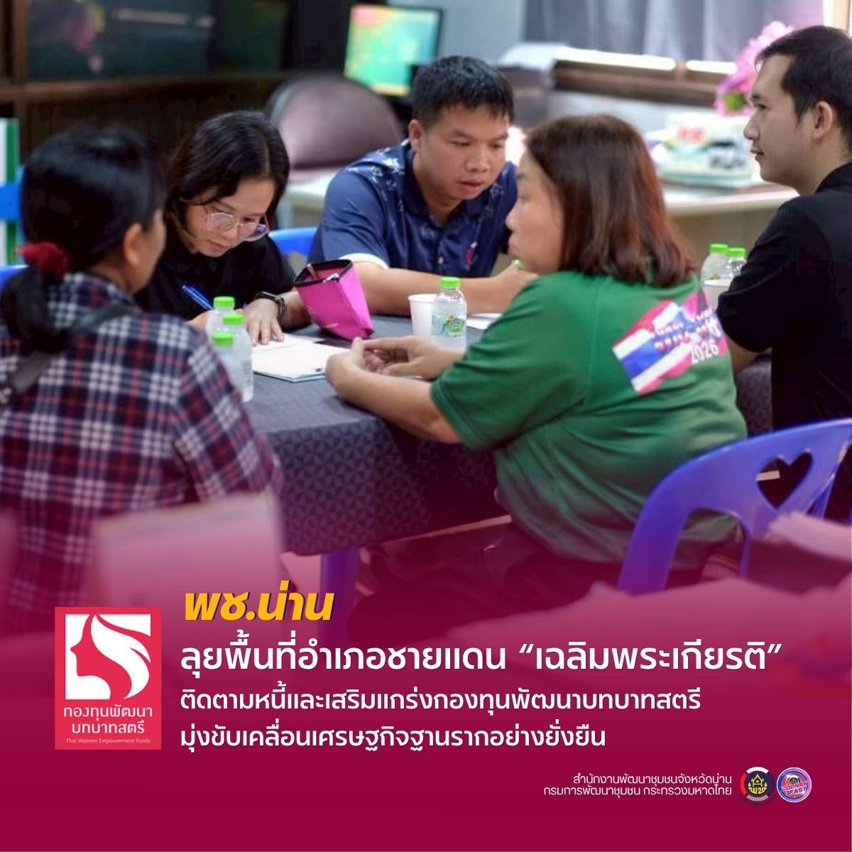 พช.น่าน ลุยพื้นที่อำเภอชายแดน “เฉลิมพระเกียรติ” ติดตามหนี้และเสริมแกร่งกองทุนพัฒนาบทบาทสตรี มุ่งขับเคลื่อนเศรษฐกิจฐานรากอย่างยั่งยืน